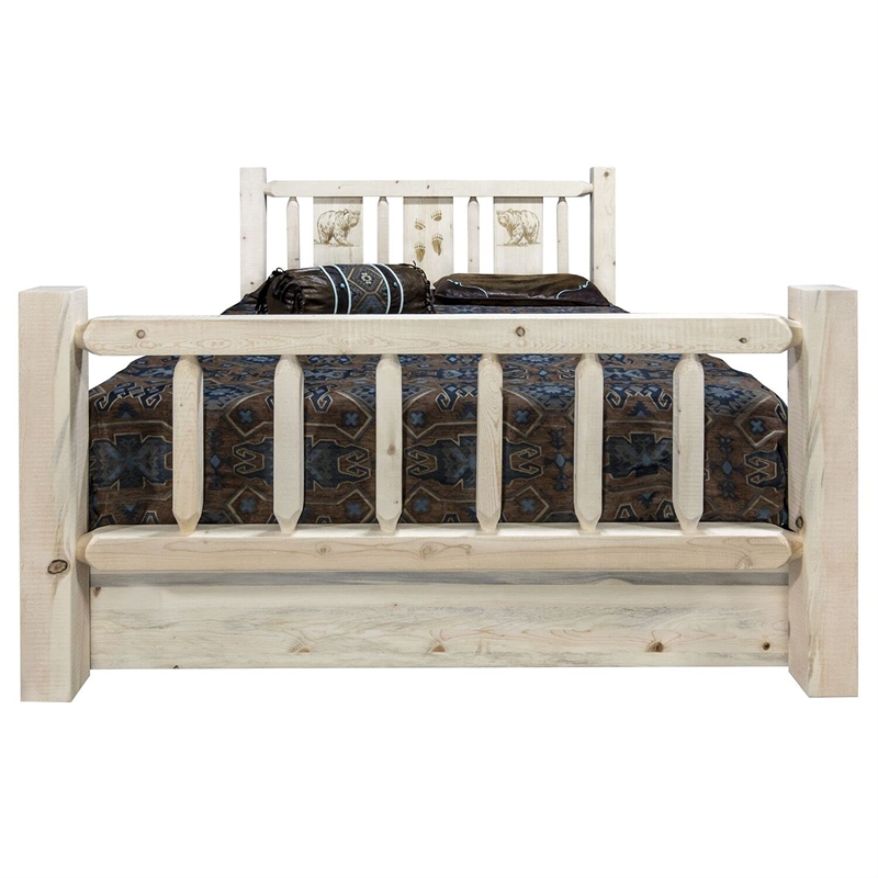 Montana Woodworks Homestead Pine Wood California King Storage Bed in Natural