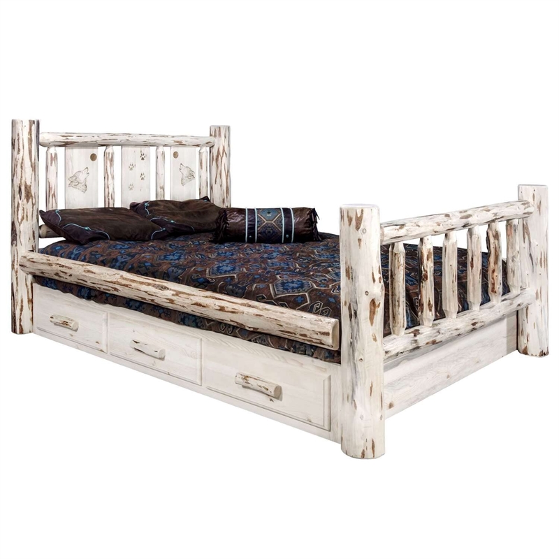 Montana Woodworks Transitional Wood California King Storage Bed in Natural