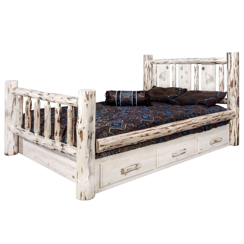 Montana Woodworks Transitional Wood California King Storage Bed in Natural