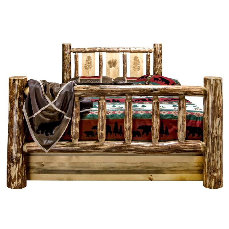 Montana Woodworks Glacier Country Solid Pine Wood Full Storage Bed in Brown