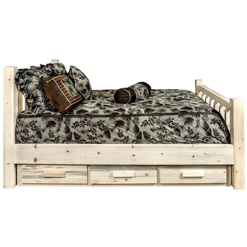 Montana Woodworks Homestead Solid Wood Twin Bed with Storage in Natural