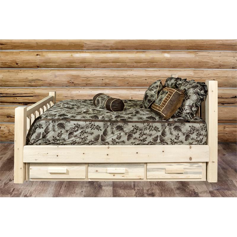 Montana Woodworks Homestead Solid Wood King Bed with Storage in Natural