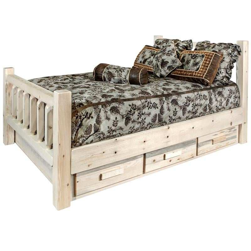 Montana Woodworks Homestead Solid Wood King Bed with Storage in Natural
