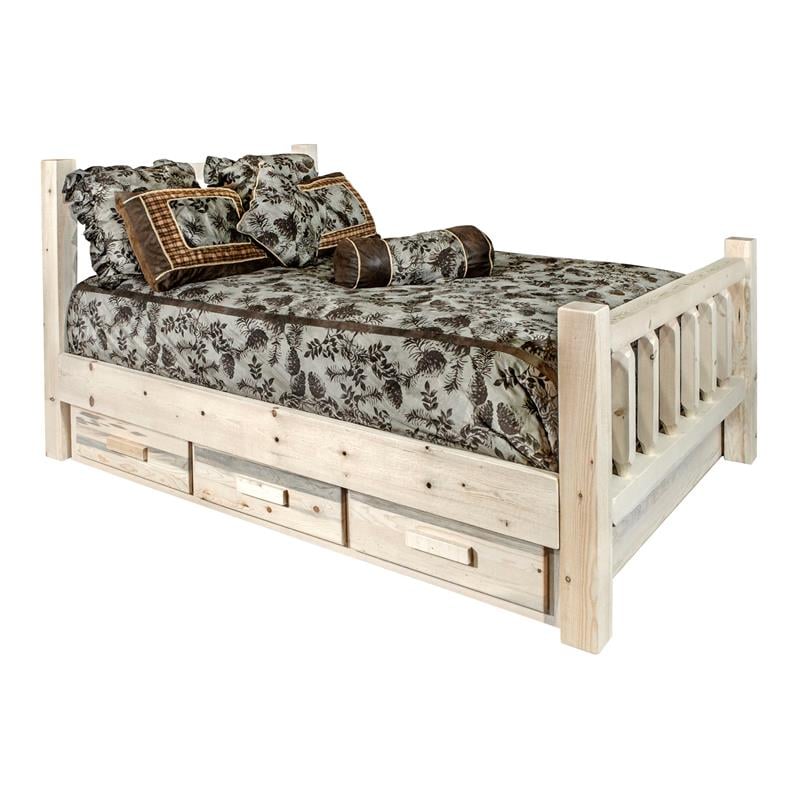 Montana Woodworks Homestead Solid Wood King Bed with Storage in Natural
