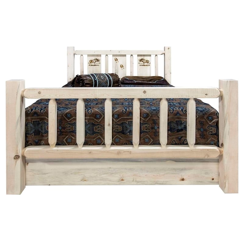 Montana Woodworks Homestead Solid Pine Wood Twin Storage Bed in Natural