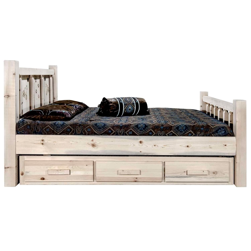 Montana Woodworks Homestead Solid Pine Wood Full Storage Bed in Natural