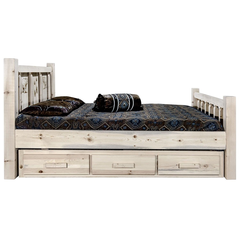 Montana Woodworks Homestead Solid Pine Wood Full Storage Bed in Natural