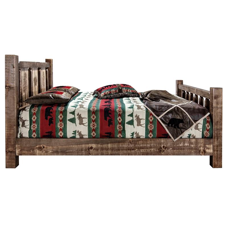 Montana Woodworks Homestead Wood King Bed with Pine Tree Design in Brown