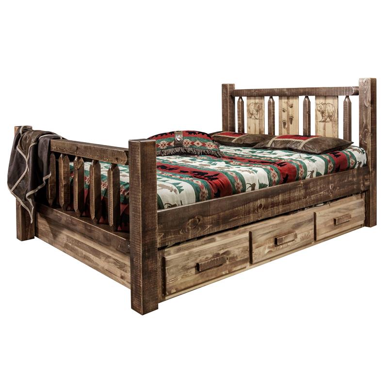 Montana Woodworks Homestead Solid Wood California King Storage Bed in Brown
