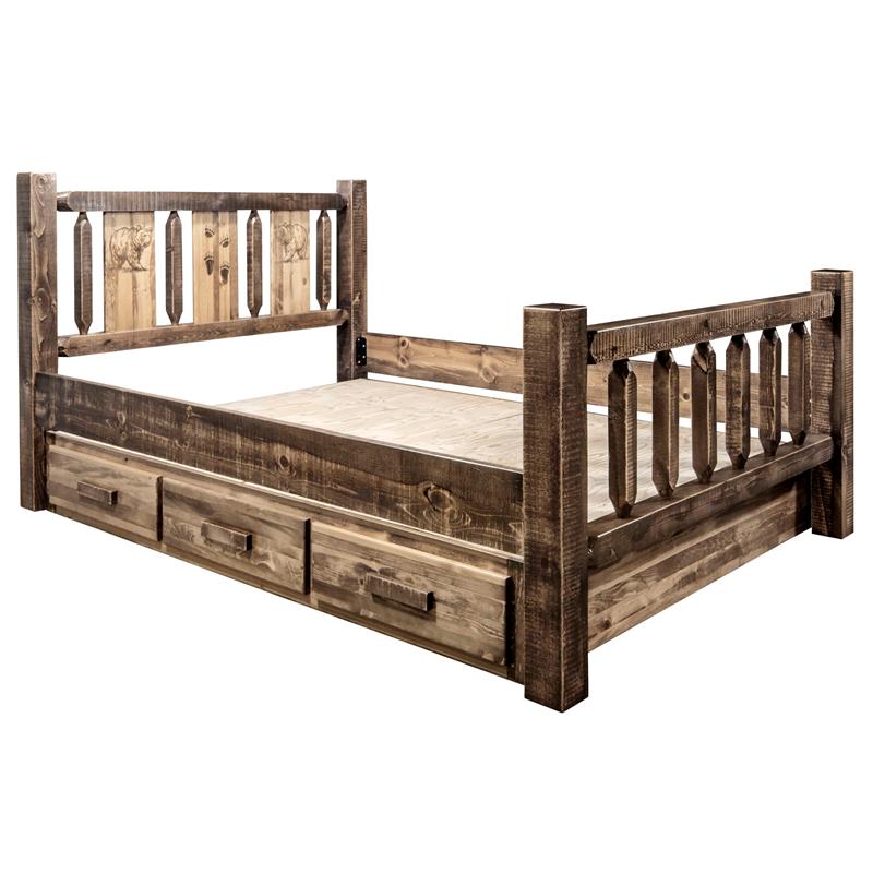 Montana Woodworks Homestead Solid Wood California King Storage Bed in Brown