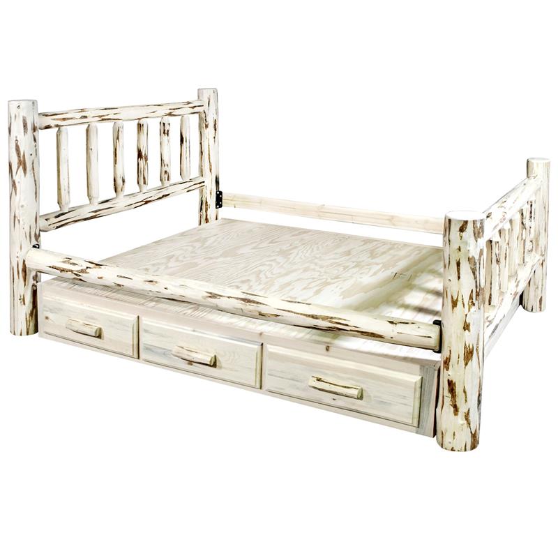 Montana Woodworks Solid Wood California King Bed with Storage in Natural