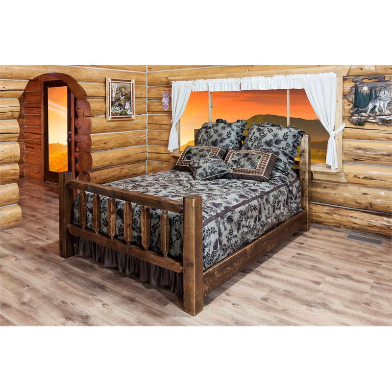 Montana Woodworks Homestead Transitional Wood Twin Bed in Brown Lacquered