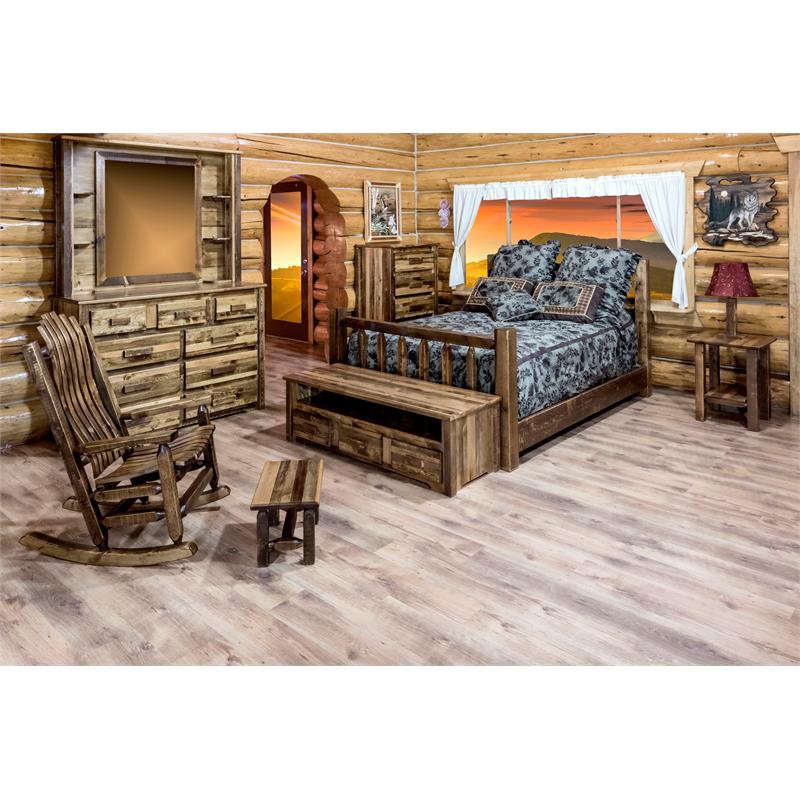 Montana Woodworks Homestead Transitional Wood Twin Bed in Brown Lacquered