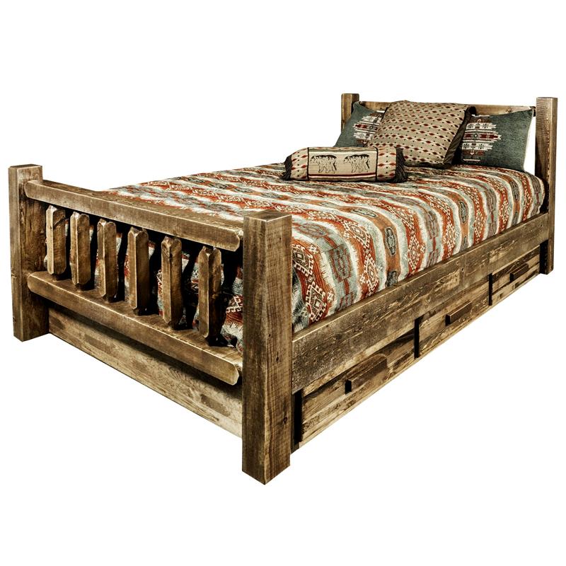 Montana Woodworks Homestead Wood California King Bed with Storage in Brown