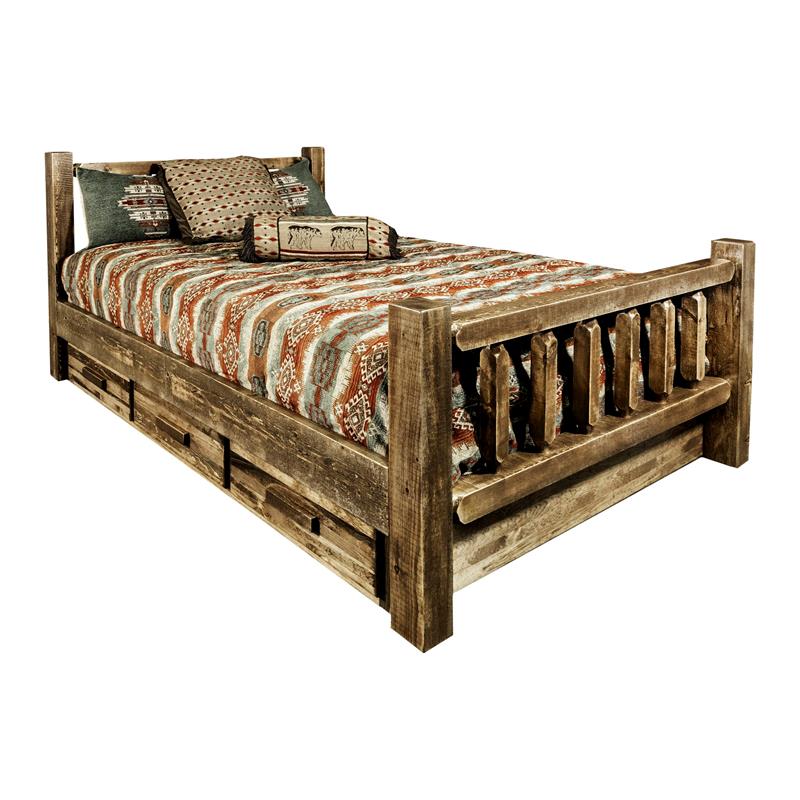Montana Woodworks Homestead Wood California King Bed with Storage in Brown