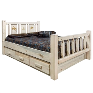 Montana Woodworks Homestead 98&quot Bronc California King Storage Bed in Natural
