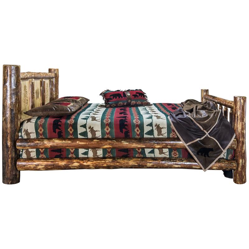 Montana Woodworks Glacier Country Wood Twin Bed with Pine Tree Design in Brown