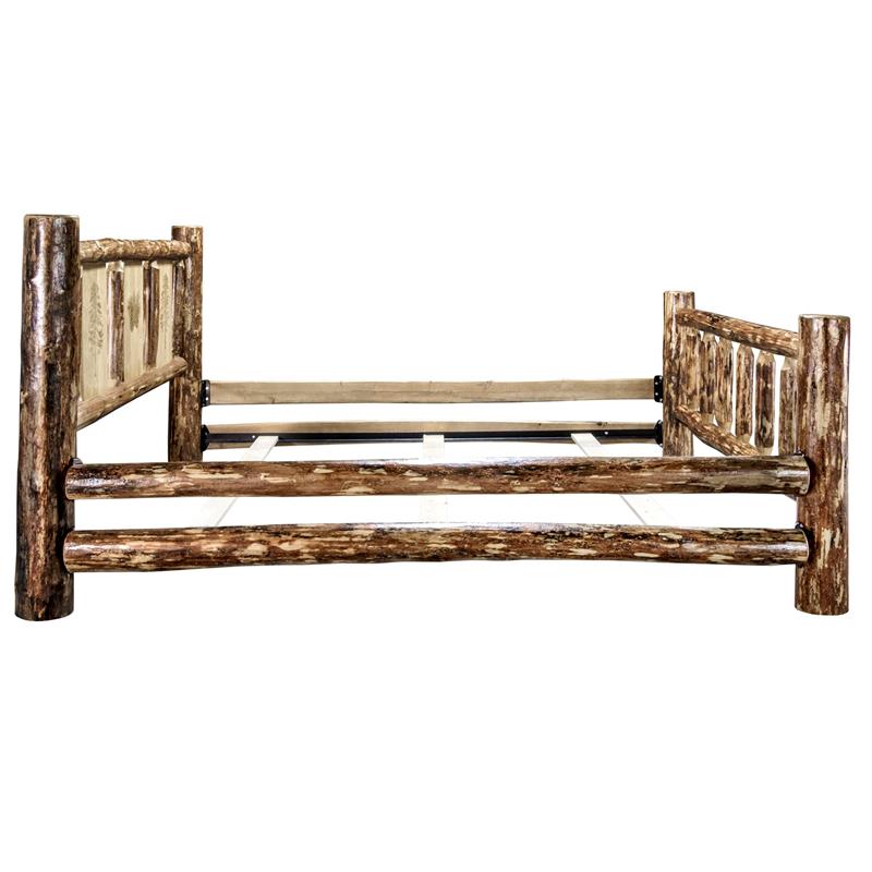 Montana Woodworks Glacier Country Wood Twin Bed with Pine Tree Design in Brown