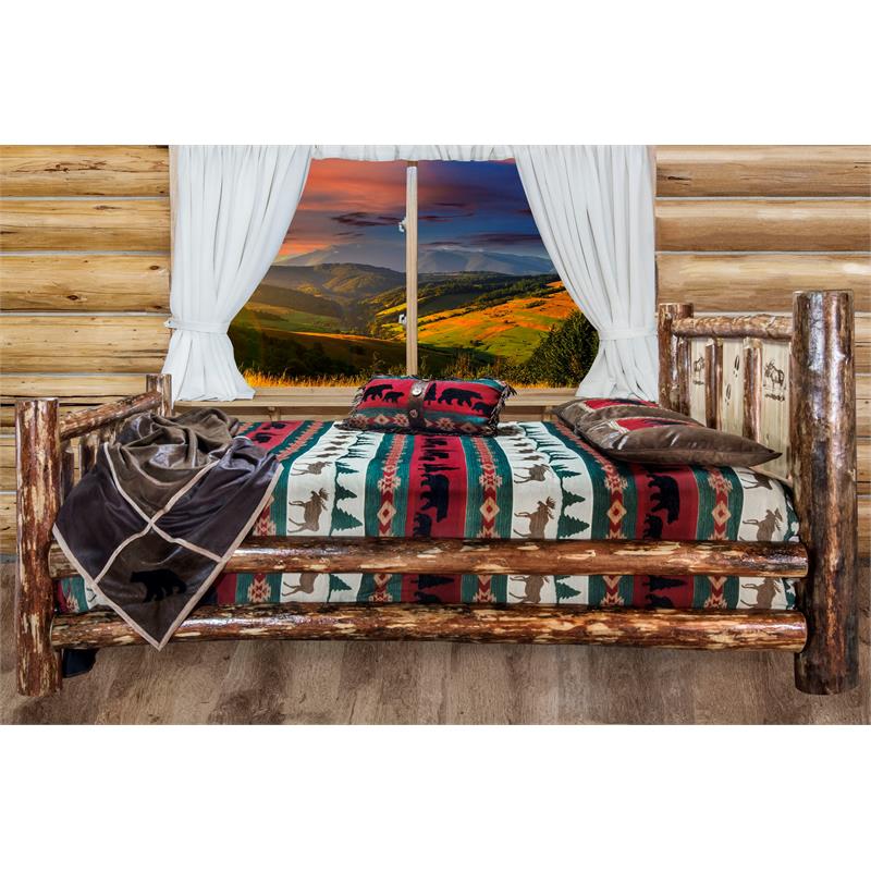 Montana Woodworks Glacier Country Solid Pine Wood California King Bed in Brown