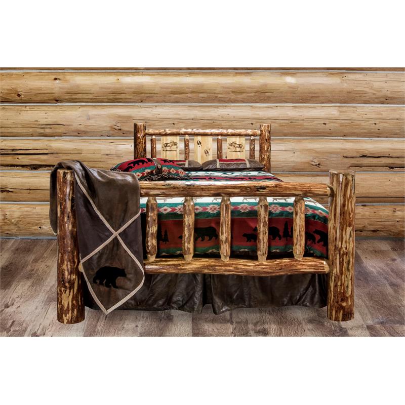 Montana Woodworks Glacier Country Solid Pine Wood California King Bed in Brown