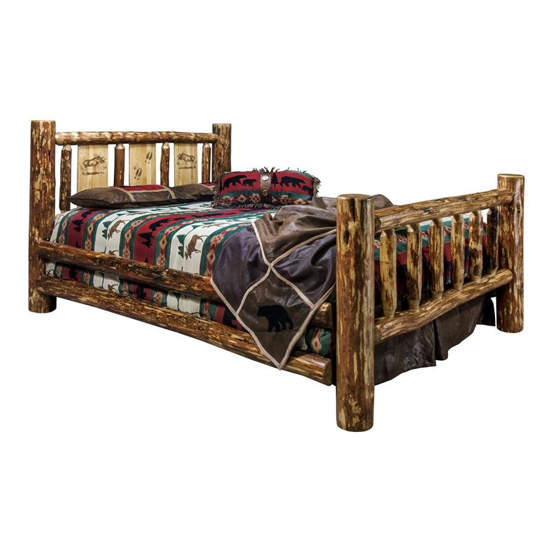 Montana Woodworks Glacier Country Solid Pine Wood California King Bed in Brown