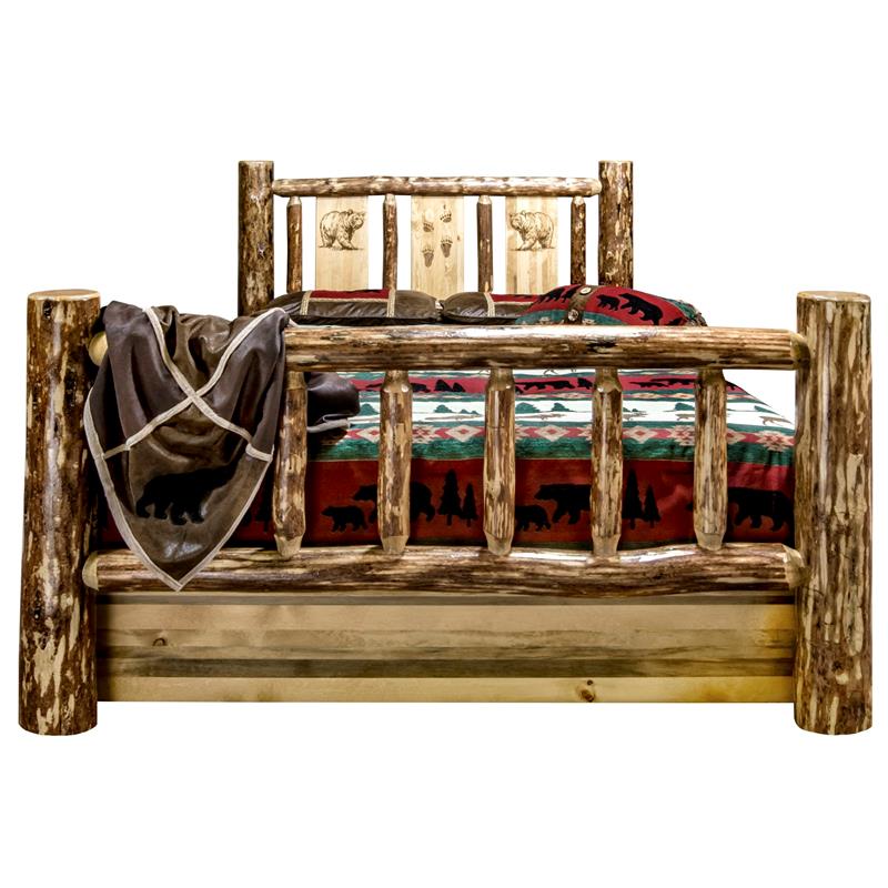 Montana Woodworks Glacier Country Transitional Wood Queen Storage Bed in Brown