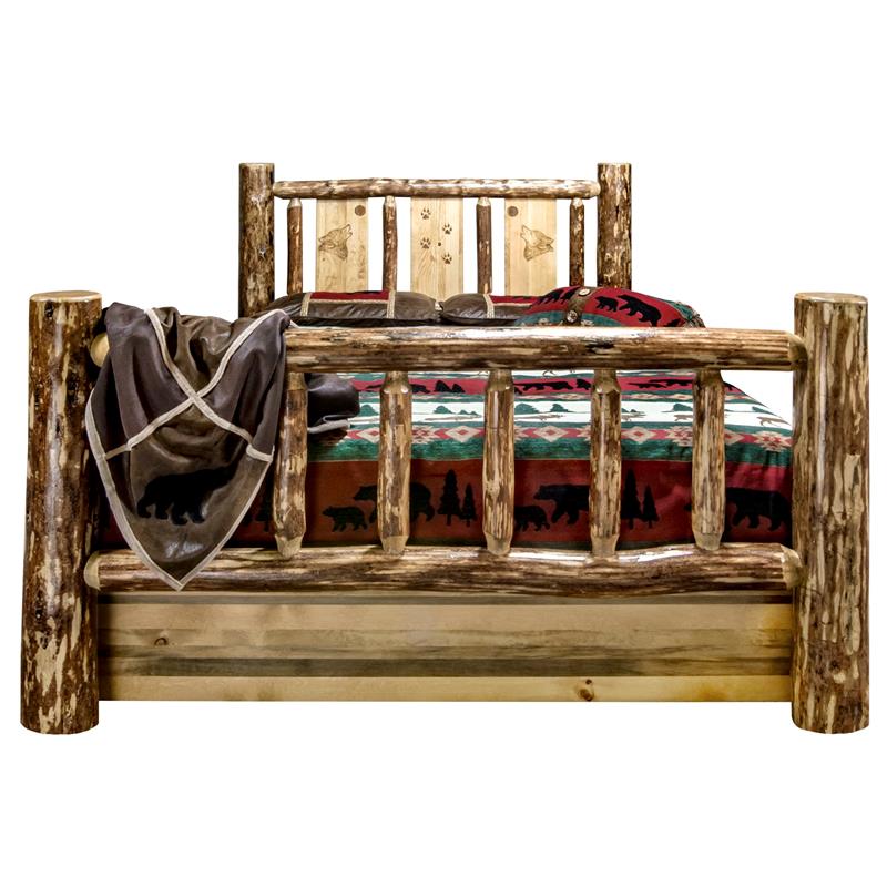 Montana Woodworks Glacier Country Hand-Crafted Wood Queen Storage Bed in Brown