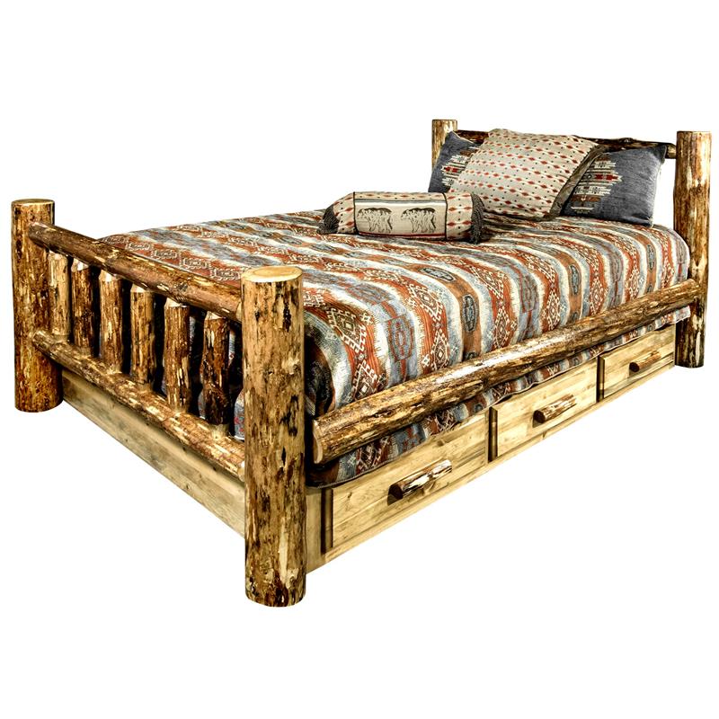 Montana Woodworks Glacier Country Wood California King Bed with Storage in Brown