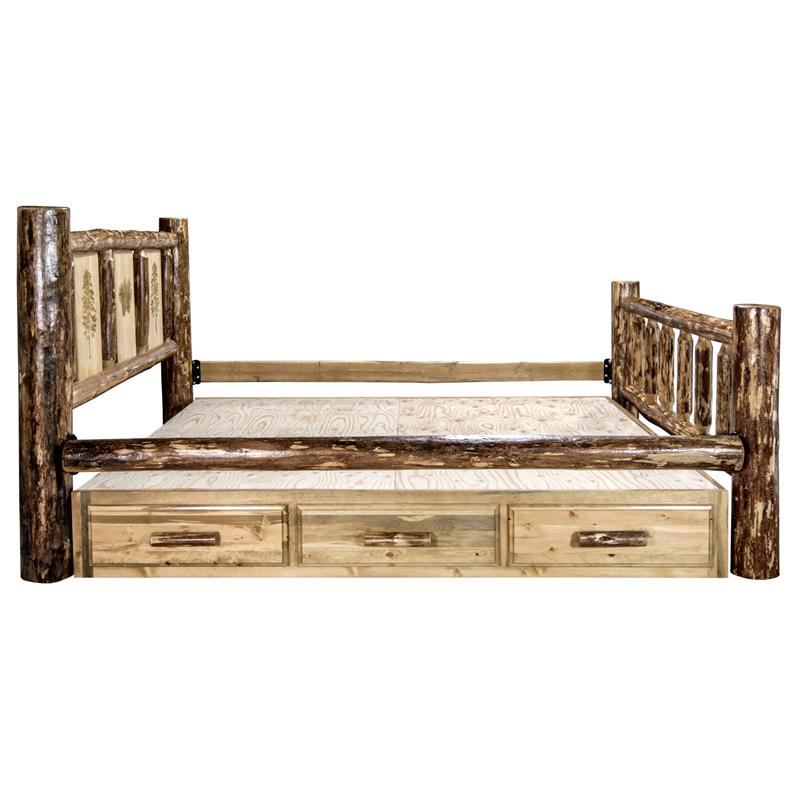 Montana Woodworks Glacier Country Handcrafted Wood Queen Storage Bed in Brown
