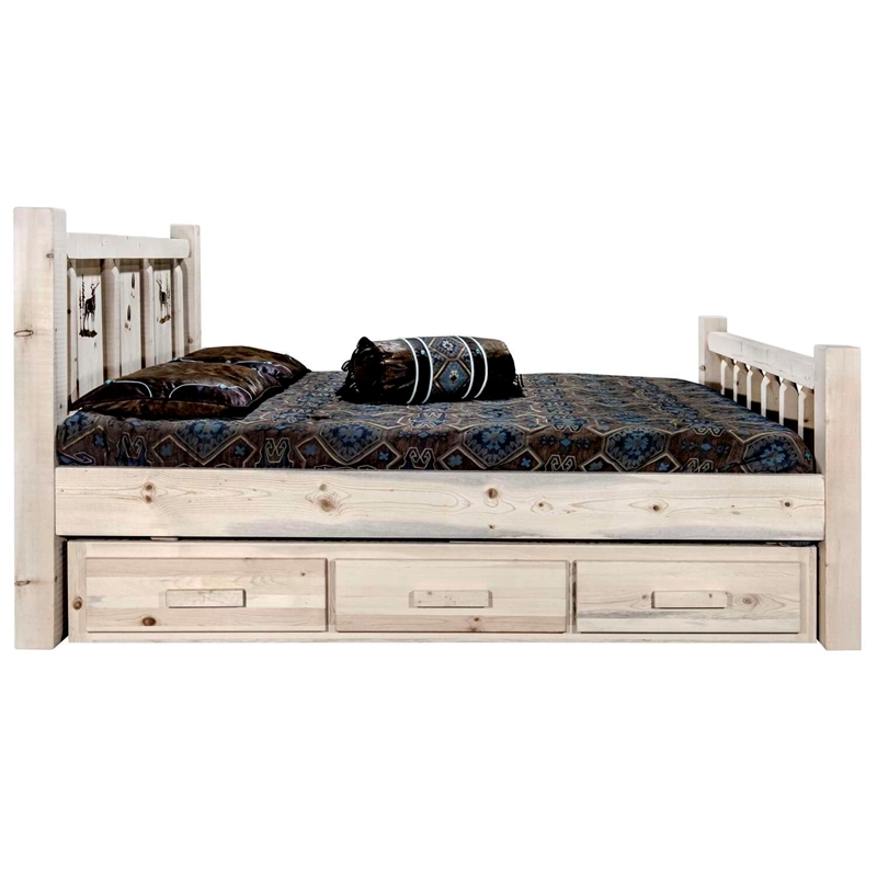 Montana Woodworks Homestead Handcrafted Solid Wood Twin Storage Bed in Natural