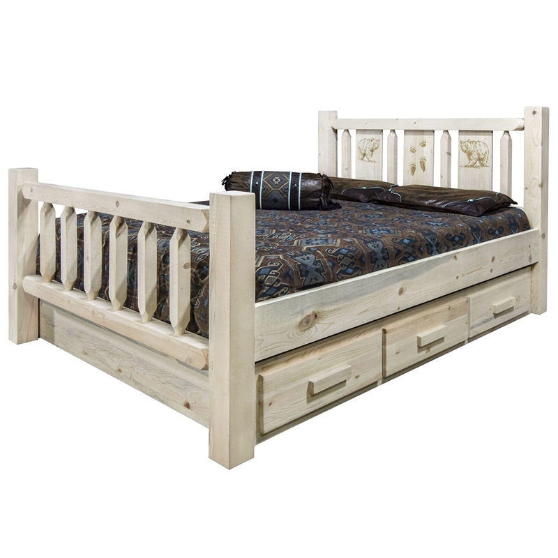 Montana Woodworks Homestead Handcrafted Solid Wood Twin Storage Bed in Natural