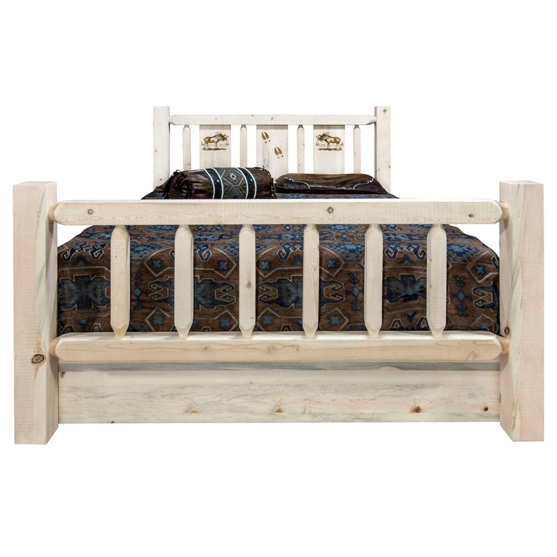 Montana Woodworks Homestead Hand-Crafted Pine Wood King Storage Bed in Natural