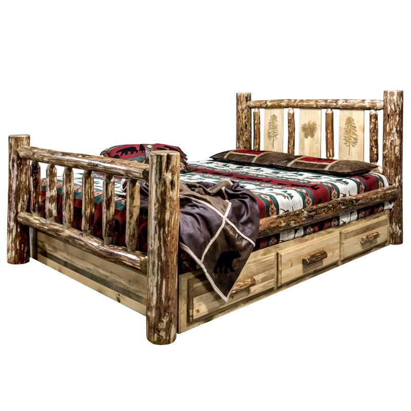 Montana Woodworks Glacier Country Transitional Wood King Storage Bed in Brown