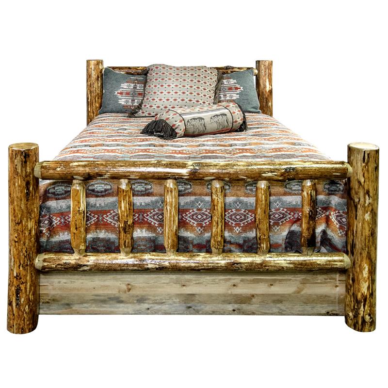 Montana Woodworks Glacier Country Wood King Bed with Storage in Brown Lacquered