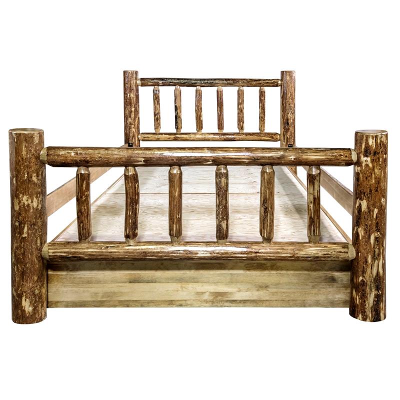 Montana Woodworks Glacier Country Wood King Bed with Storage in Brown Lacquered