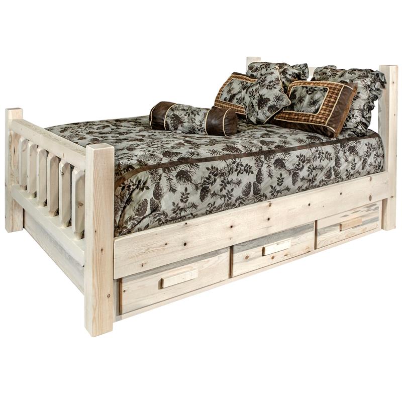 Montana Woodworks Homestead Storage Solid Wood California King Bed in Natural