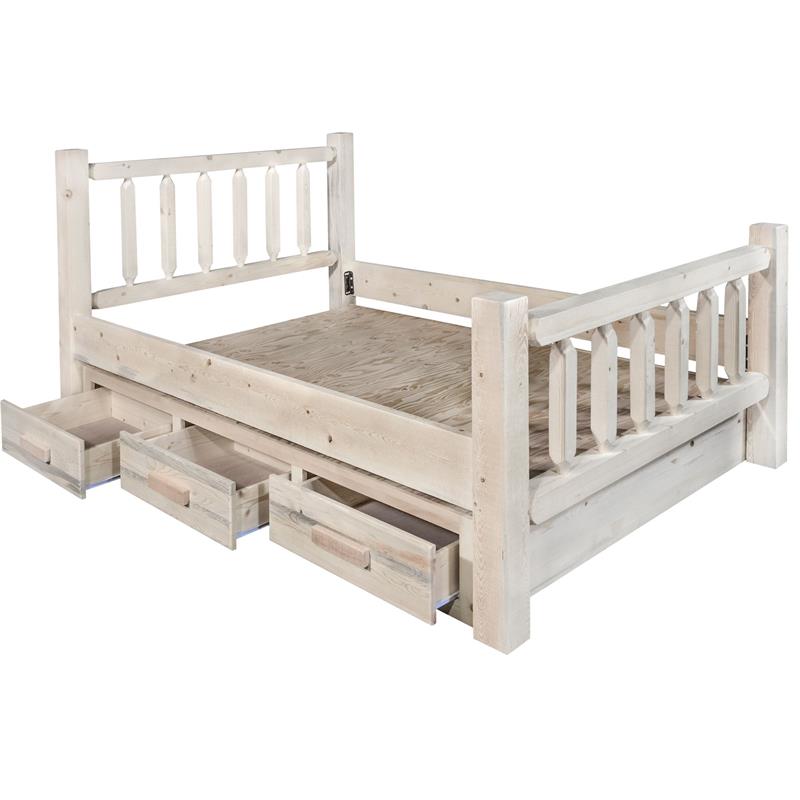 Montana Woodworks Homestead Storage Solid Wood California King Bed in Natural