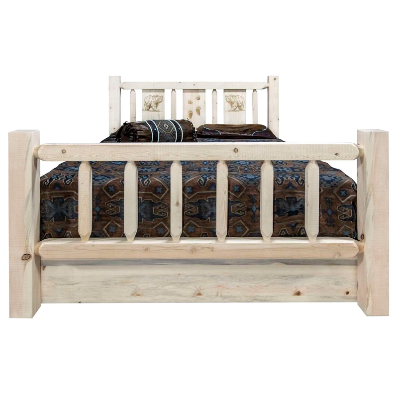 Montana Woodworks Homestead Transitional Solid Wood Twin Storage Bed in Natural