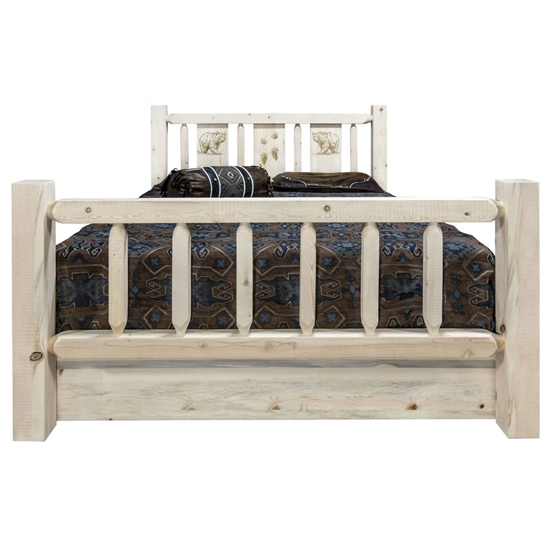 Montana Woodworks Homestead Hand-Crafted Solid Wood King Storage Bed in Natural