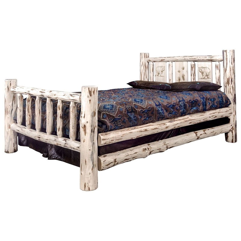 Montana Woodworks Wood California King Bed with Laser Engraved Pine in Natural