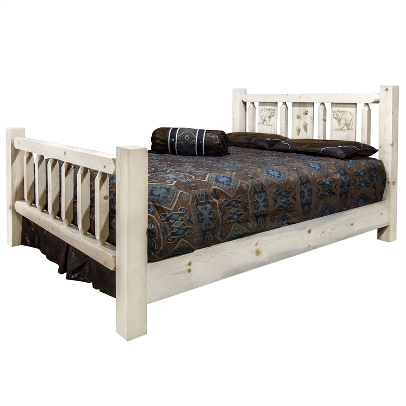Montana Woodworks Homestead Wood California King Bed with Pine Design in Natural