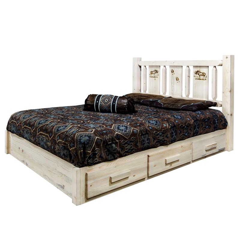 Montana Woodworks Homestead Handcrafted Wood King Platform Bed in Natural