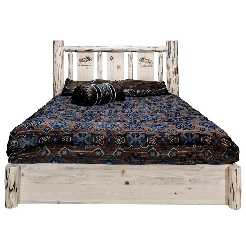 Montana Woodworks Transitional Pine Wood Queen Platform Bed in Natural