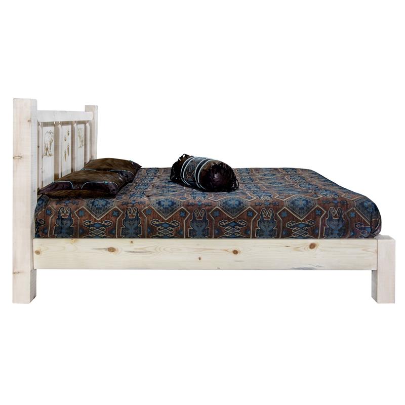Montana Woodworks Homestead Wood Queen Platform Bed with Engraved in Natural