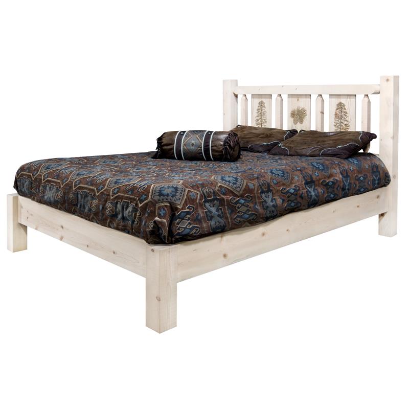 Montana Woodworks Homestead Wood Queen Platform Bed with Pine Design in Natural