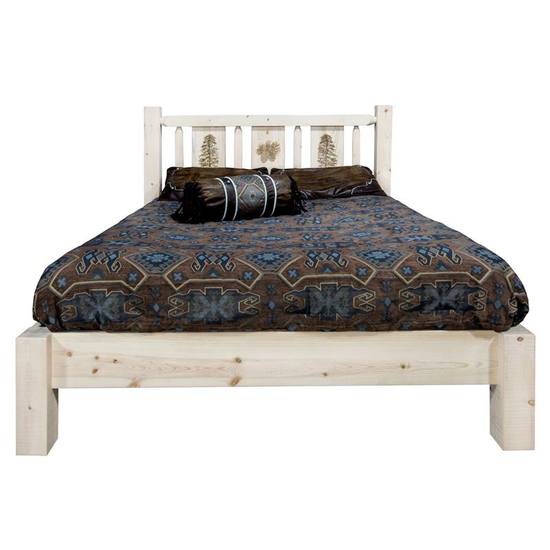 Montana Woodworks Homestead Wood Queen Platform Bed with Pine Design in Natural