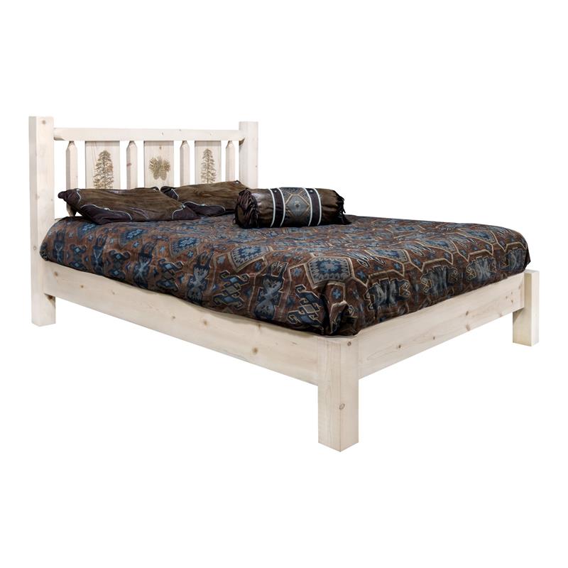 Montana Woodworks Homestead Wood Queen Platform Bed with Pine Design in Natural