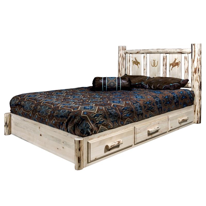 Montana Woodworks Hand-Crafted Pine Wood King Platform Bed in Natural