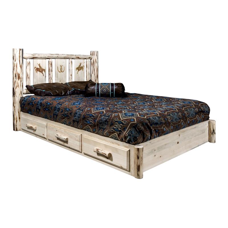 Montana Woodworks Hand-Crafted Pine Wood King Platform Bed in Natural