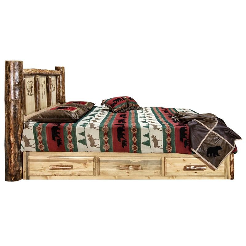 Montana Woodworks Glacier Country Storage Solid Wood Twin Platform Bed in Brown